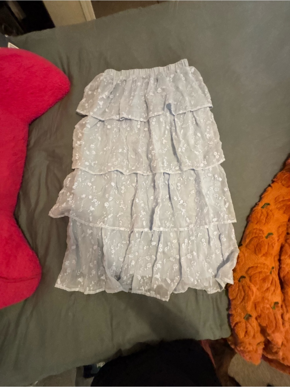 Altar'd State Light Blue Tiered Ruffle Skirt
